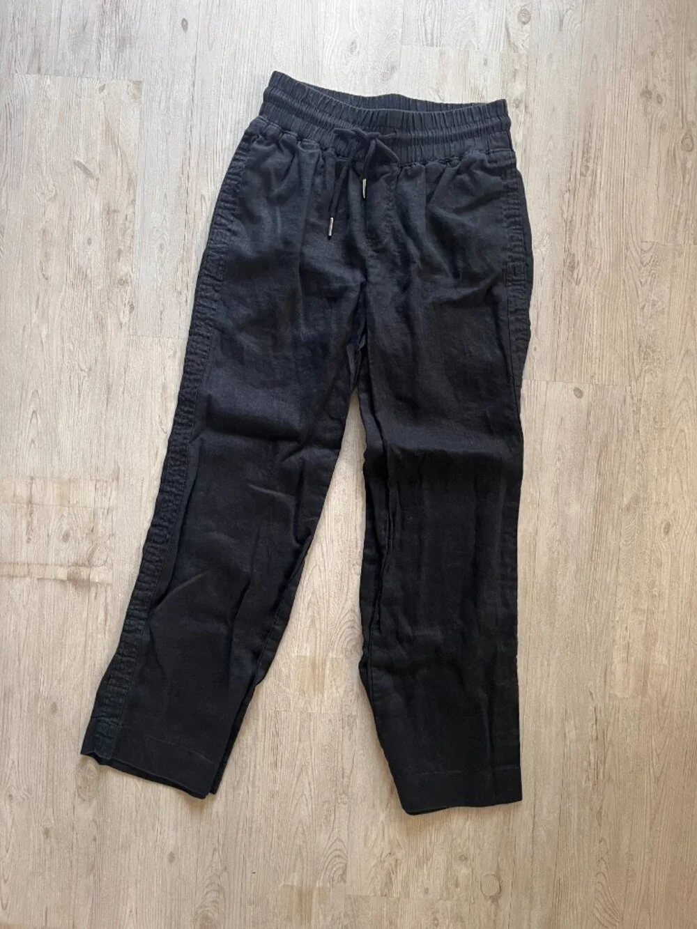 Quince 100% European Linen Wide Leg Pants Black S